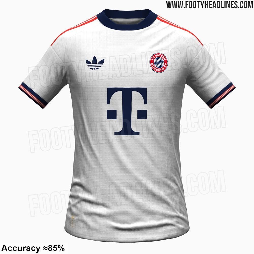 日职联-拜仁26/27客场球衣谍照：白色为主搭配三叶草logo，经典队徽回归